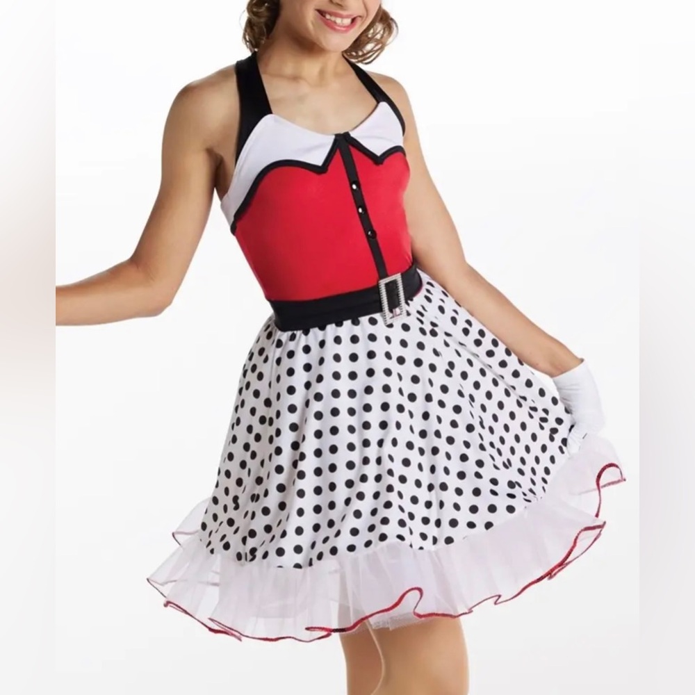 3/$50 Weissman Black & White Polkadot Dress Dance Costume